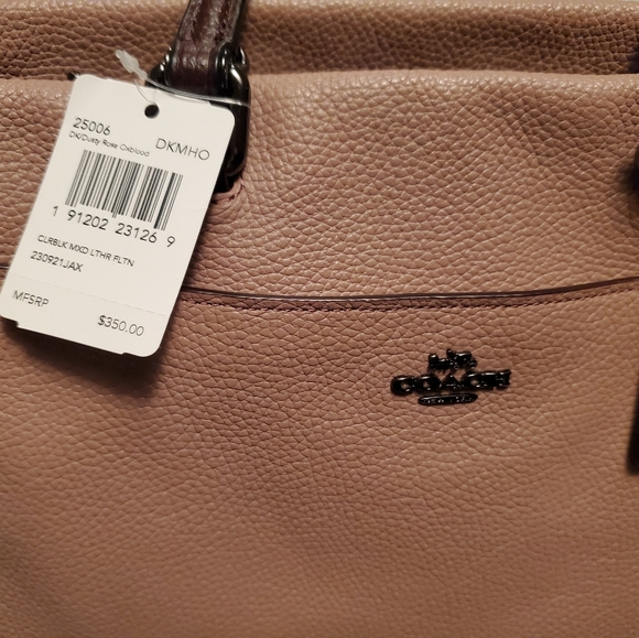 NWTs Coach Fulton Satchel Colorblock Leather_Suede Dusty Rose/Oxblood MSRP:$350 - Picture 10 of 10